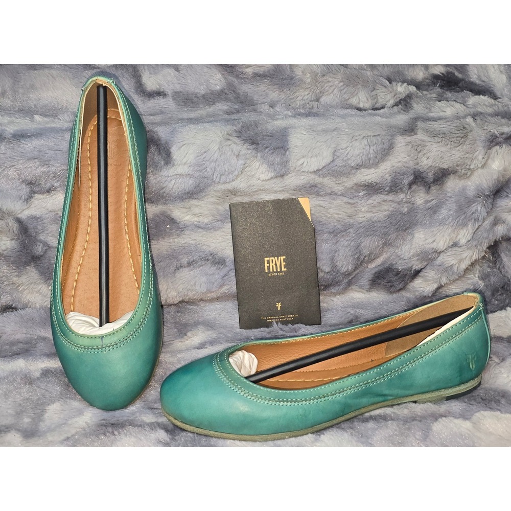 NWB FRYE Carson Ballet Flat‎ in Turquoise Leather Women's Size 6